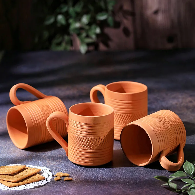 Srinda Terracotta Coffee Mug (250 mL Each) - Set of Four media 3