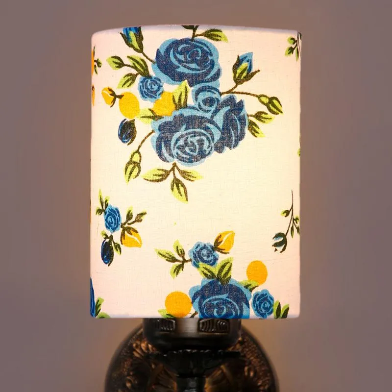 Amro Retro Blue Fleur Cylindrical Fabric & Metal Wall Lamp media 4