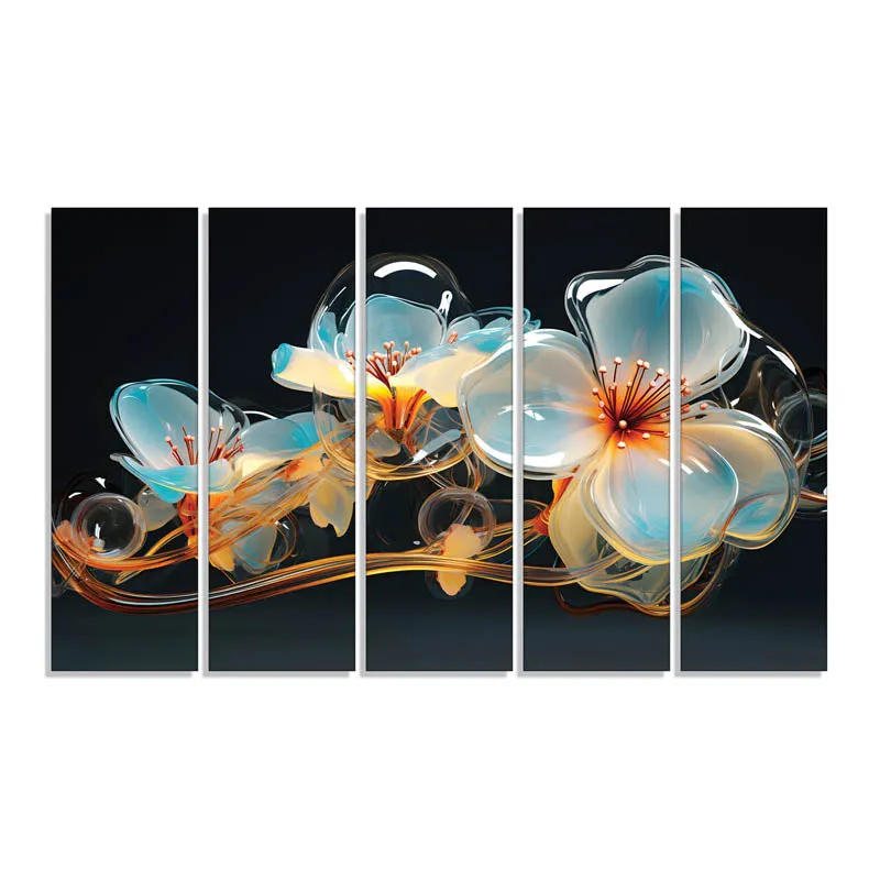 Daisy Derla Wall Painting - Set Of Five media 4