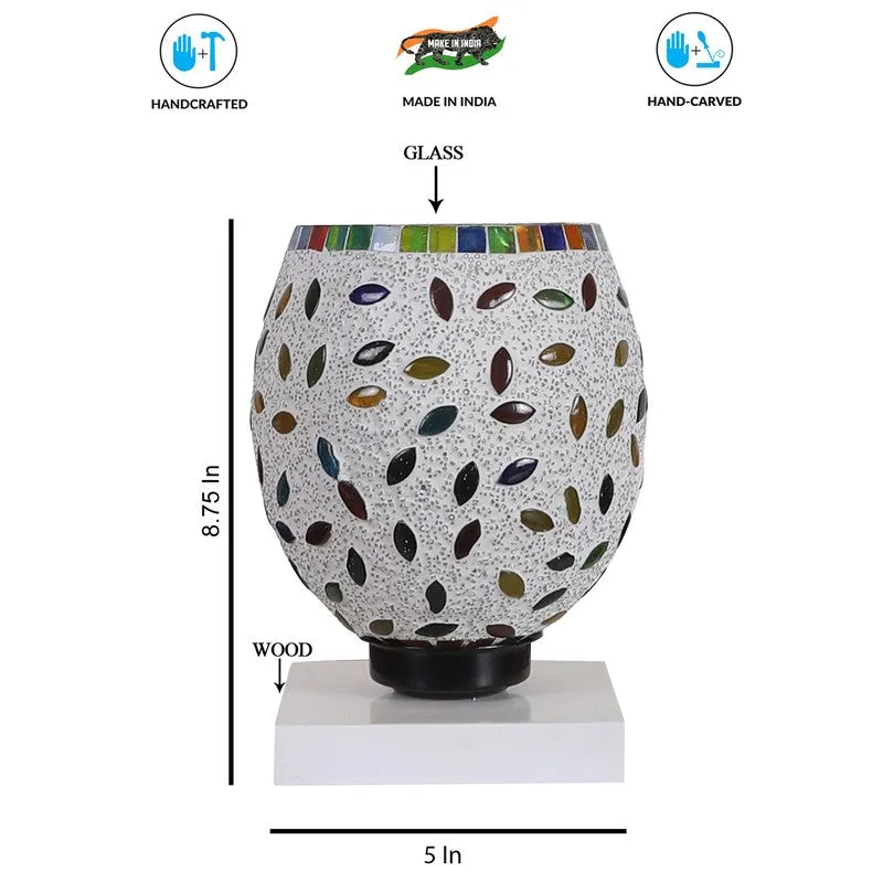 Shinexa Mosaic Glass Table Lamp With Wooden Base - Multicolor media 8