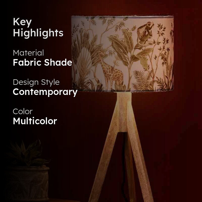 African Life Fabric Table Lamp - Multicolor media 2