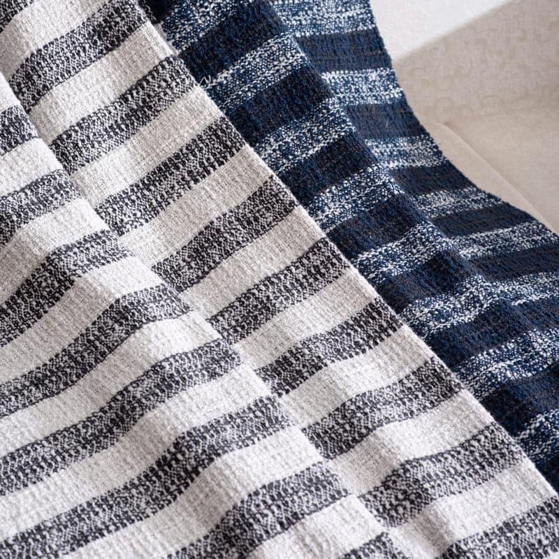 Trimo Stripe Woven Throw - Off White & Blue media 4