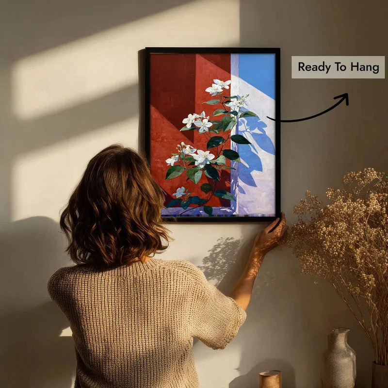 Scarlet Petals Canvas Wall Painting - Black Frame media 7