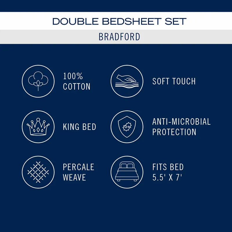 Nautica Stripe Symphony Cotton Bedsheet (Blue & Grey) - 160 TC media 7