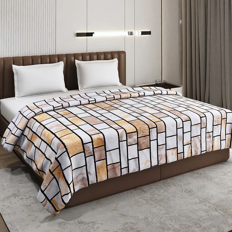 Monte Carlo Strivox Linear Block Polyester Blanket (Light Brown) - 300 GSM media 1