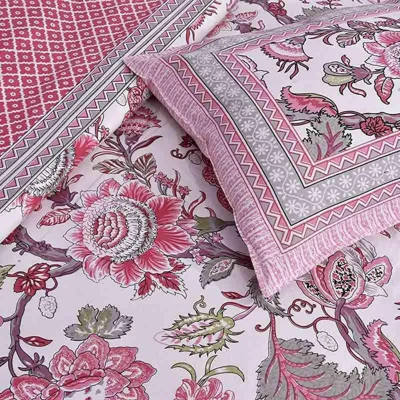 Gulab-E-Gulzaar Cotton Bedsheet (Magenta) - 144 TC media 5