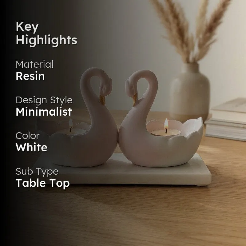 Swan Pair Resin Tea Light Candle Holder media 2