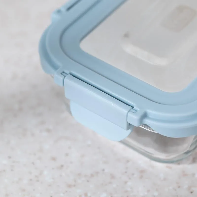 Boro Glass Lunch Box With Steel Lid (Grey) - 370 ML media 4