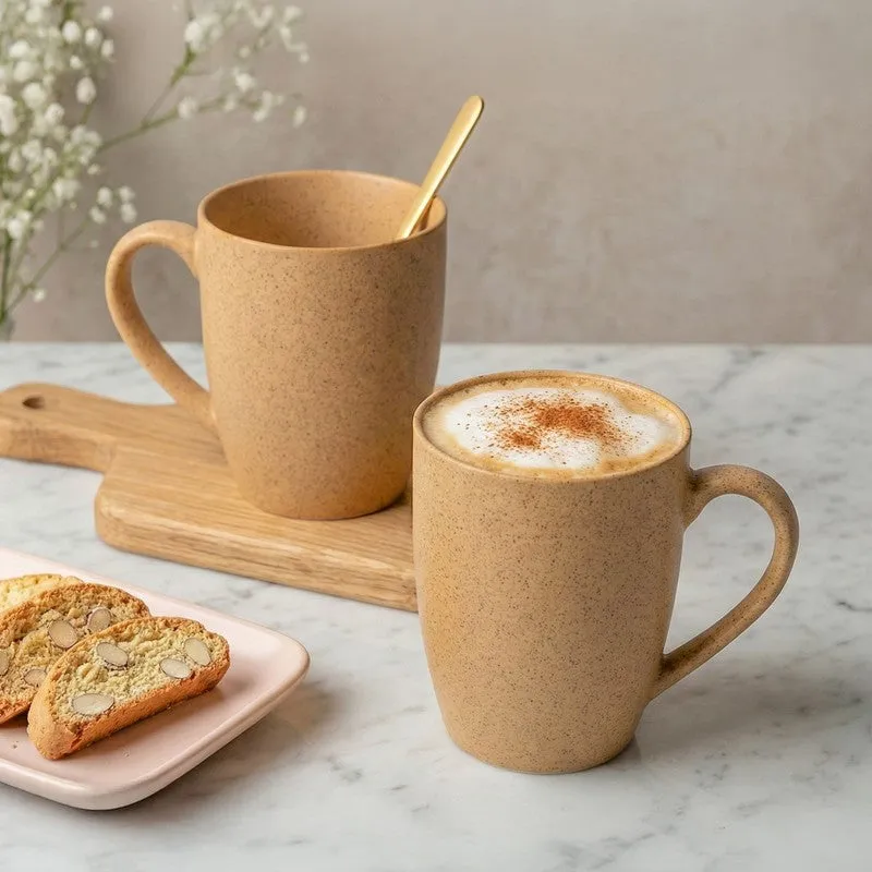 Sip & Style Ceramic Coffee Mug (Mustard Yellow/300 mL Each) - Set Of Two media 1