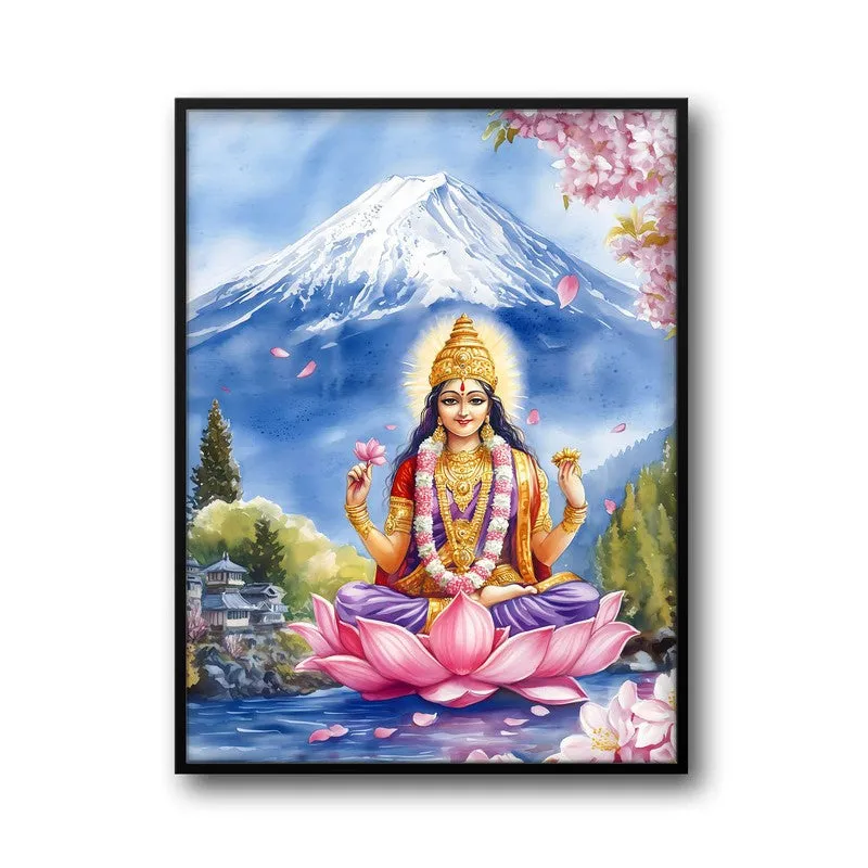 Bhagyalaxmi Spiritual Archival Paper Wall Painting With Frame - Black media 5