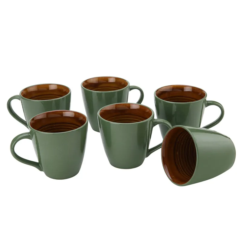Karvaa Ceramic Coffee Mug (Forest Green/350 mL Each) - Set Of Six media 3