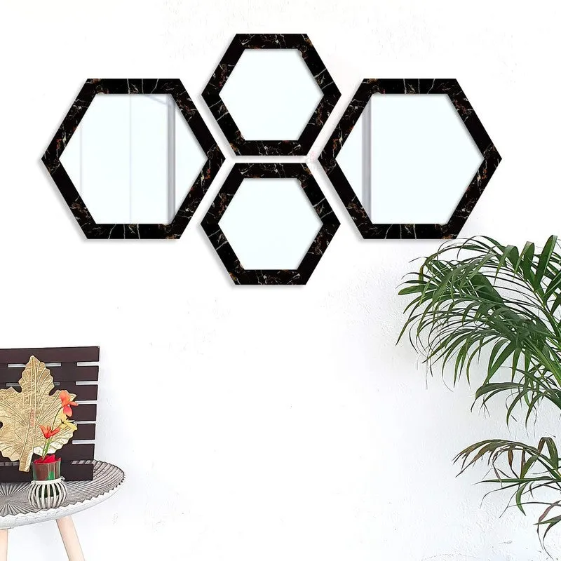 Reflectique Glass Wall Mirror Wiith PVC Frame - Set Of Four media 3