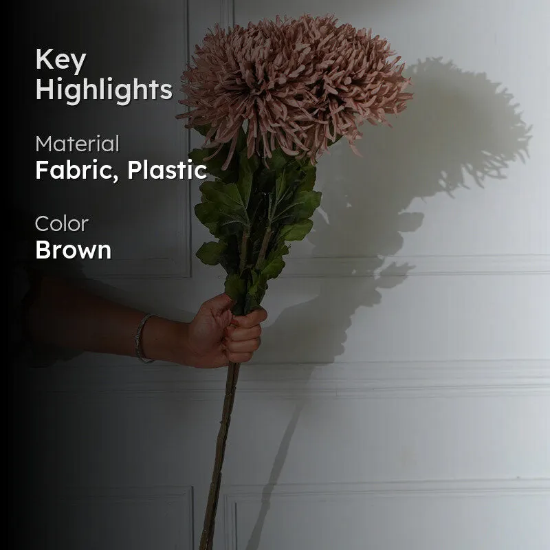 Faux Brown Chrysanthemum Flower Stick (32 CM) - Set Of Two media 2