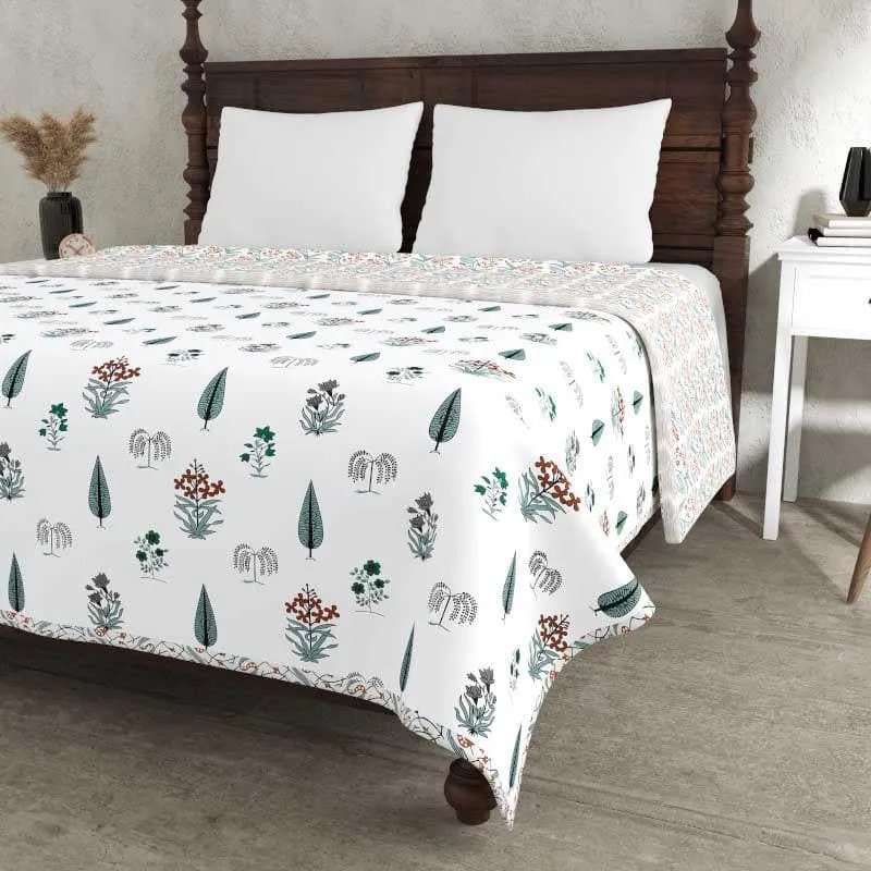 Devyanshi Floral Printed White & Green Cotton Dohar media 3