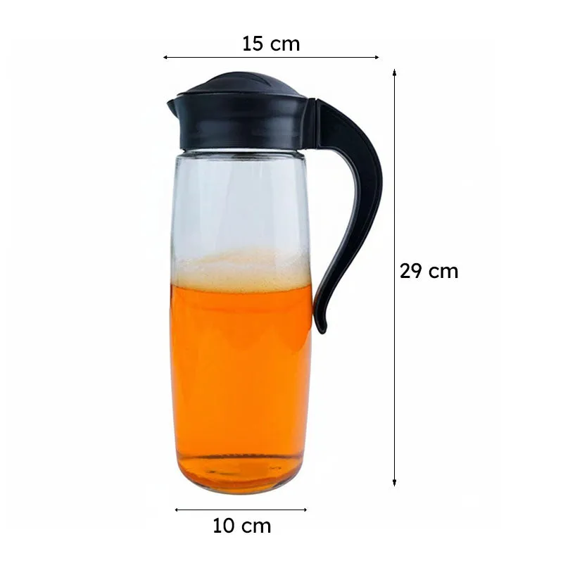 Domana Oval Transparent Jug With Lid (Black) - 1600 ML media 6