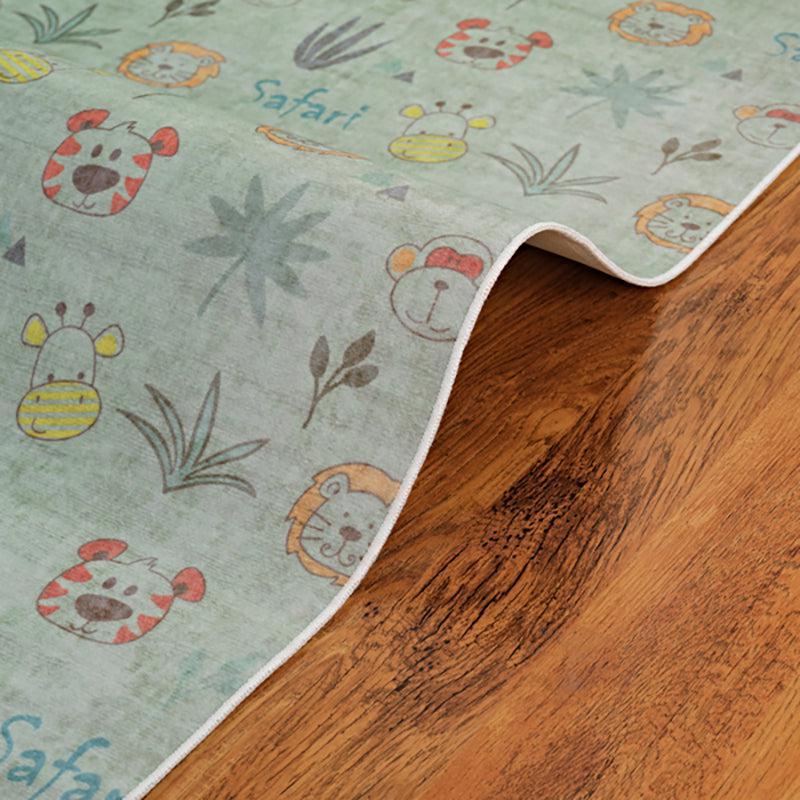Doodle Zoo Kids Polyester Anti-Skid Carpet - Green media 8