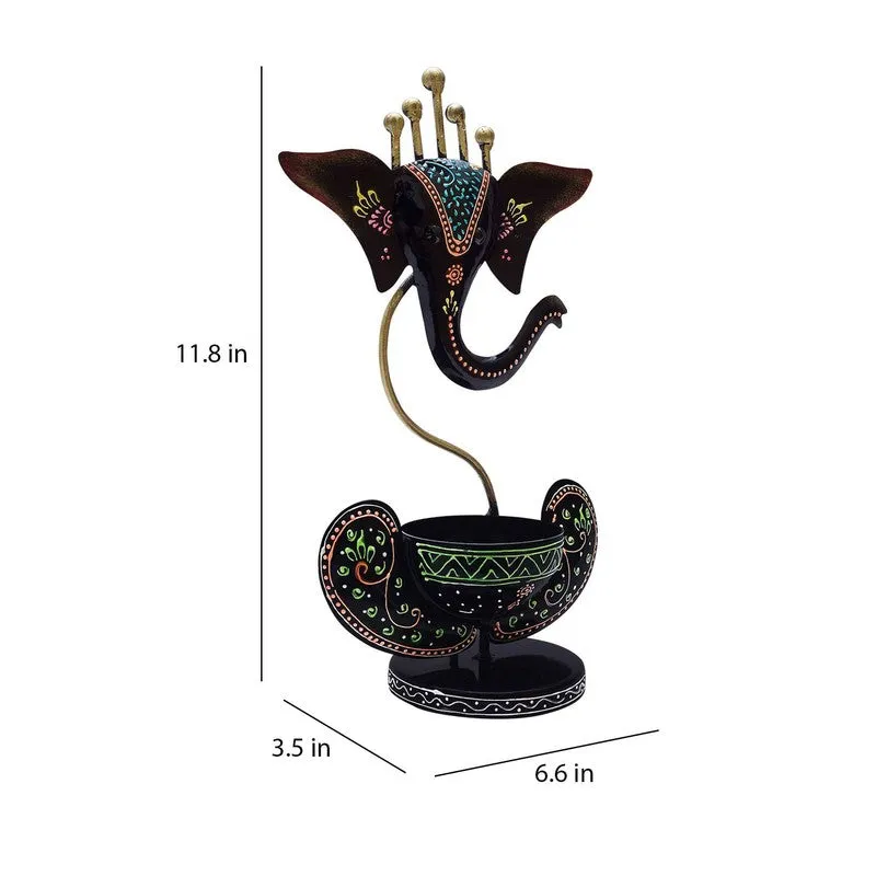 Sacred Ganesha Blessing Iron Tea Light Candle Holder media 7