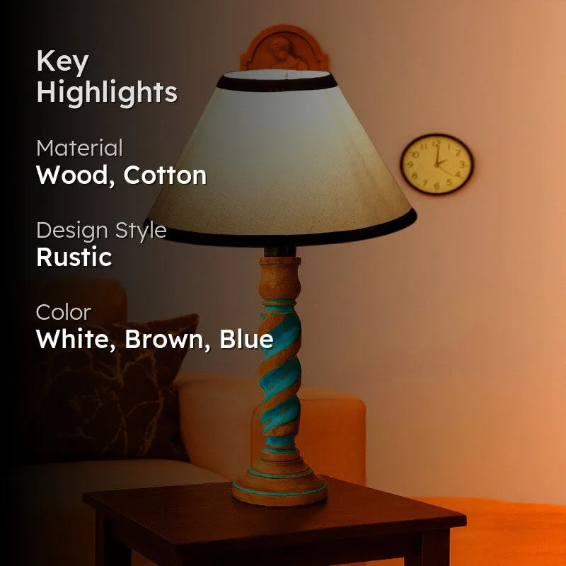 Elara Elora Wooden Table Lamp - White media 2