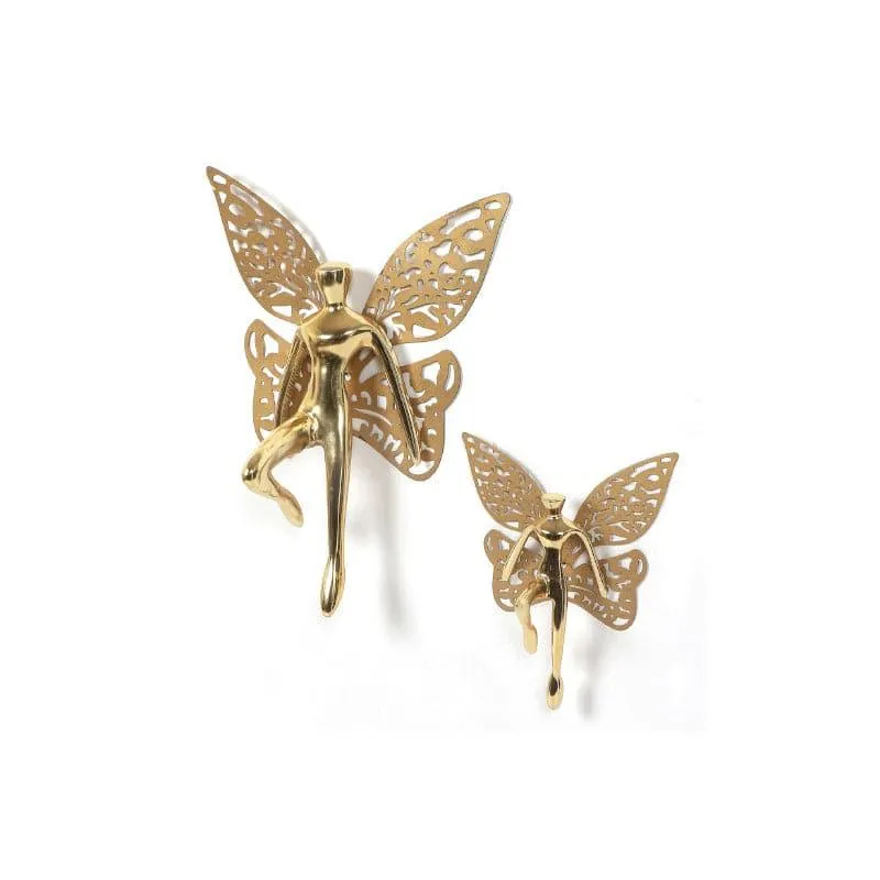 Butterfly Man Aluminium Wall Accent (Gold) - Set Of Two - 3