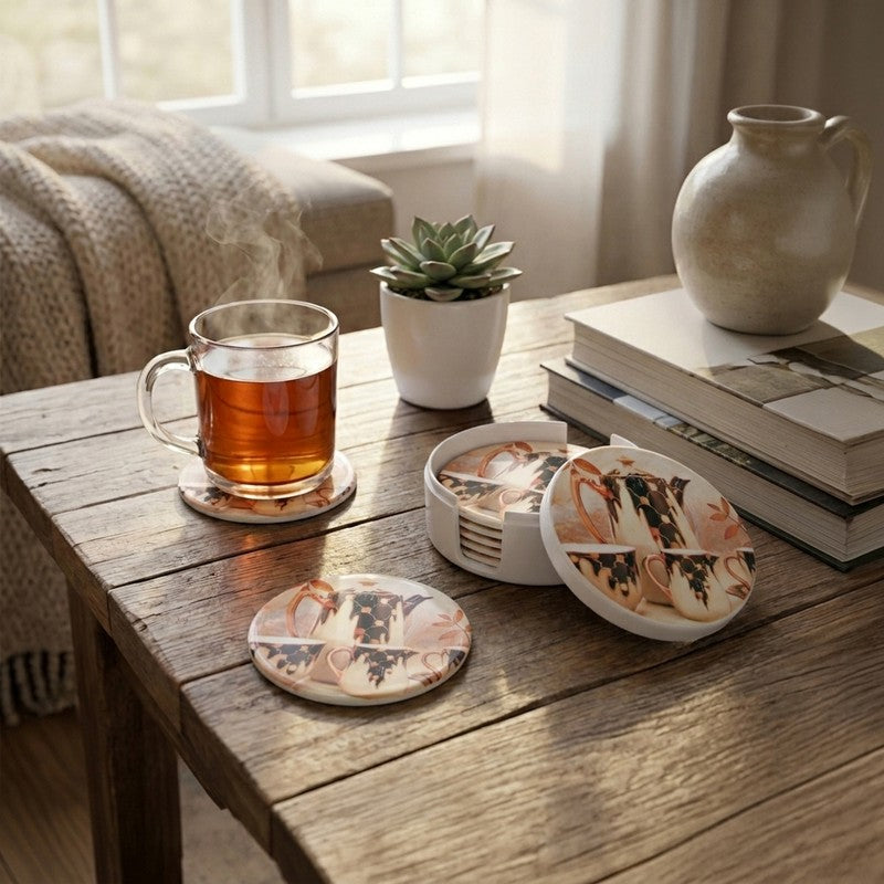 Turkish Coffee Melamine Coaster Set - Eight Piece Set