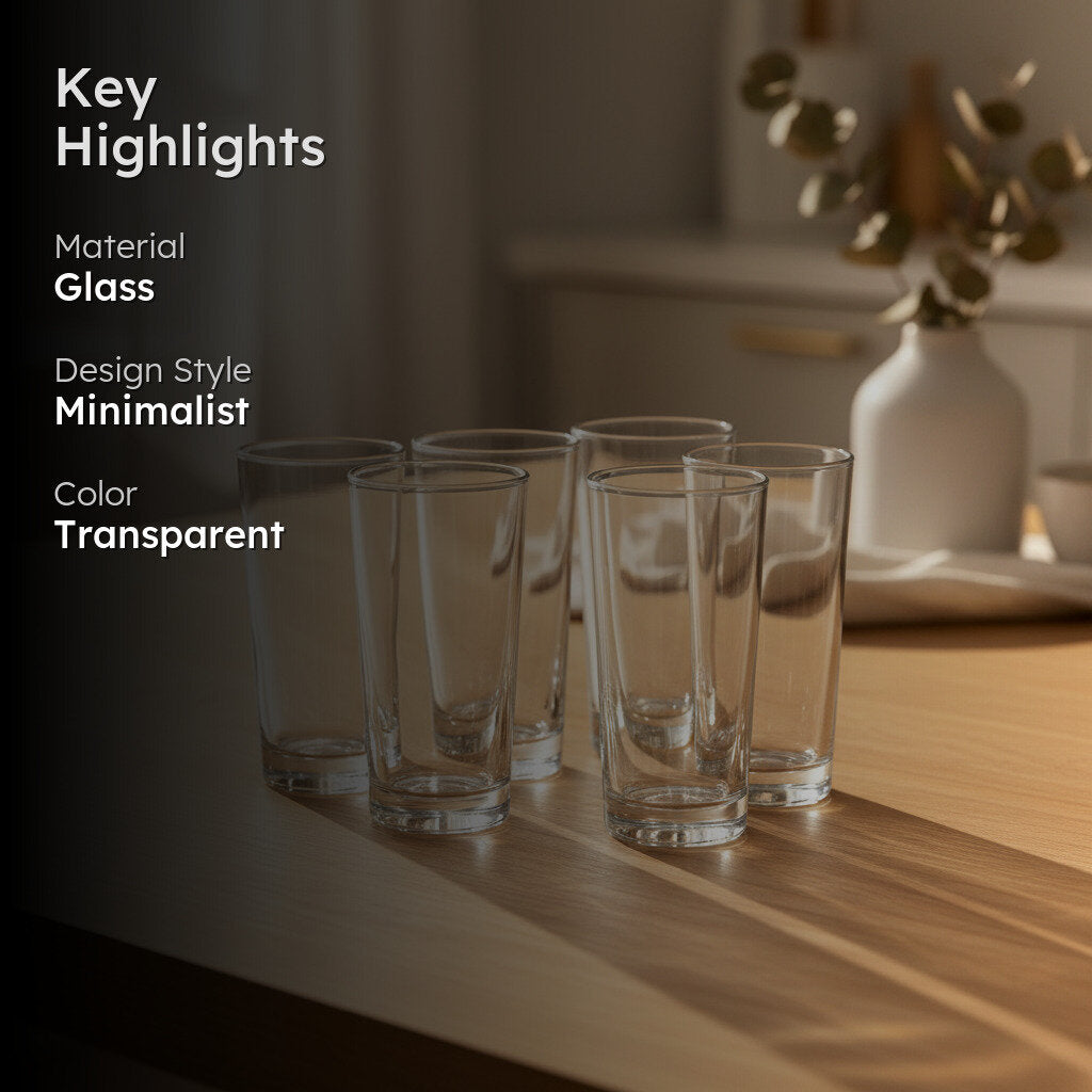 Troopee Straight Glass Tumbler (300 mL Each) - Set Of Six media 2