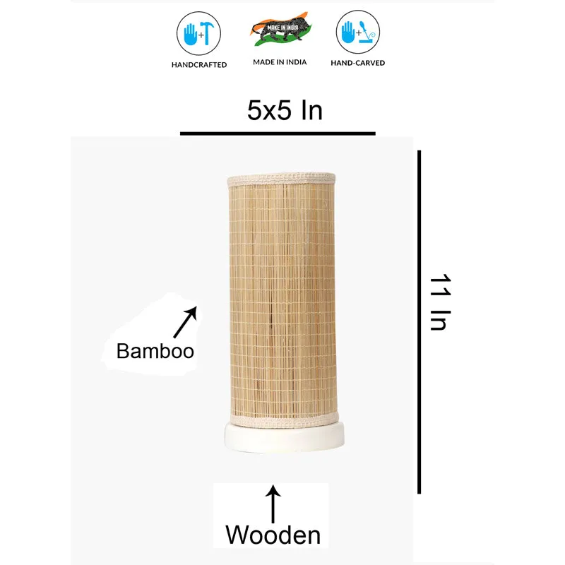 Seralya Cylindra Curve Bamboo Table Lamp - White media 7