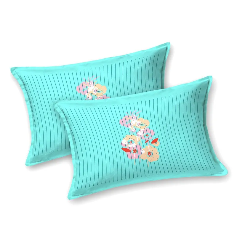 Desert Glow Cotton Bedsheet (Sky Blue) - 120 TC media 3