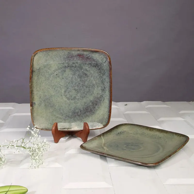 Elmina Square Handmade Ceramic Platter - Set of Two - 4