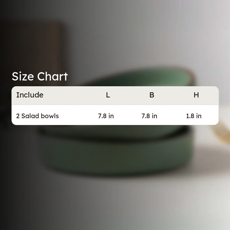 Whimsi Ceramic Salad Bowl (600 mL Each,Green) - Set Of Two media 9