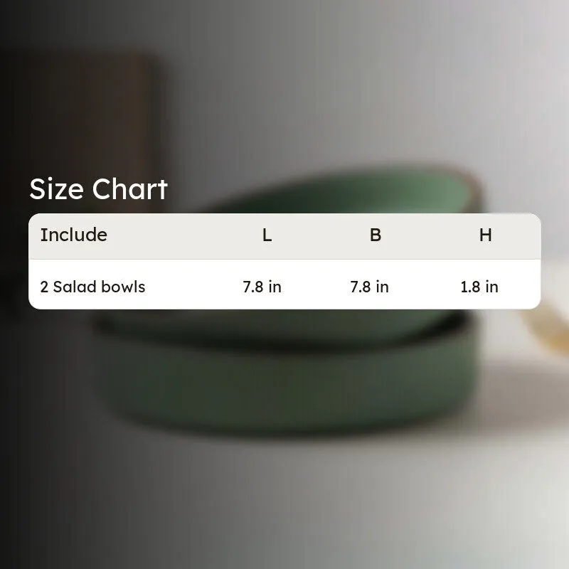 Whimsi Ceramic Salad Bowl (600 mL Each,Green) - Set Of Two media 9