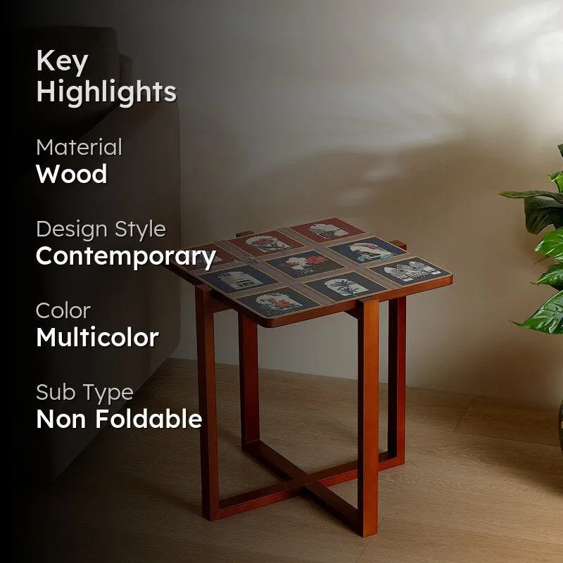 India Circus Wood Fluttering Square Side Table media 2