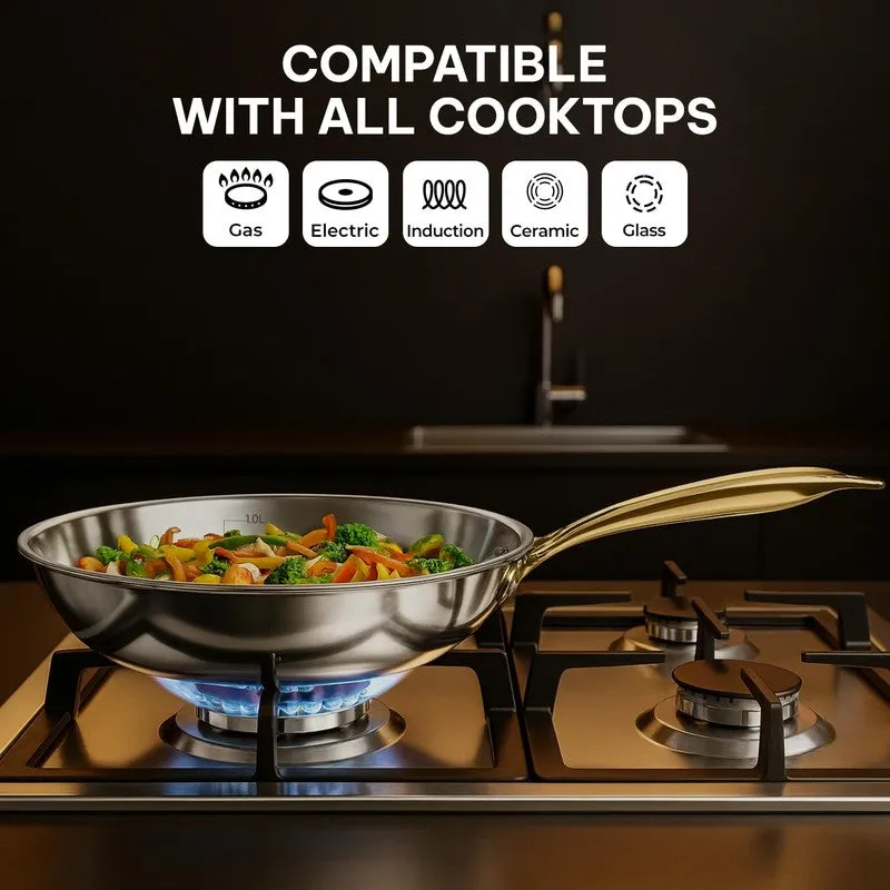 Solara Brewora Stainless Steel Frying Pan with Handle - 22 CM media 9