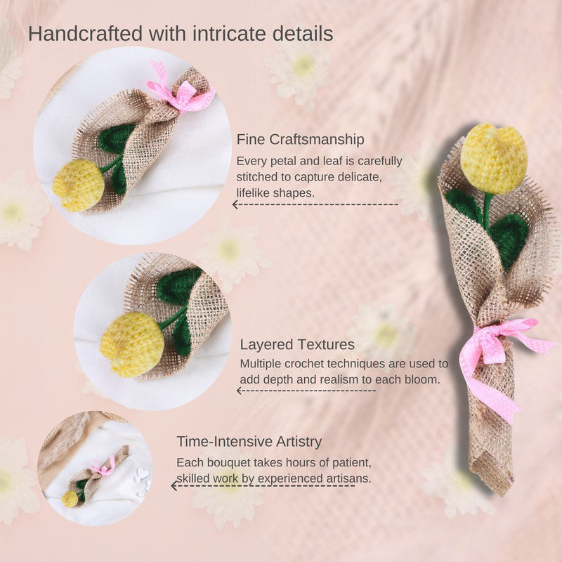 Crochet Handmade Tulip Bouquet - Yellow media 5