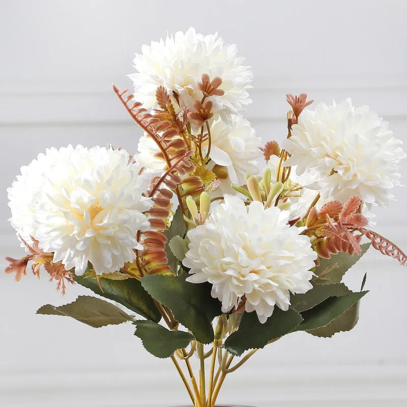 Coralia Mum Artificial Flowers - White media 4