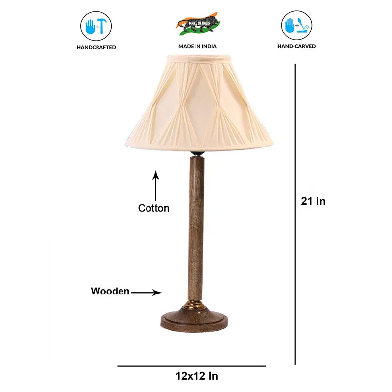 Loft Style Table Lamp With Wooden Base - Ivory,Brown media 4