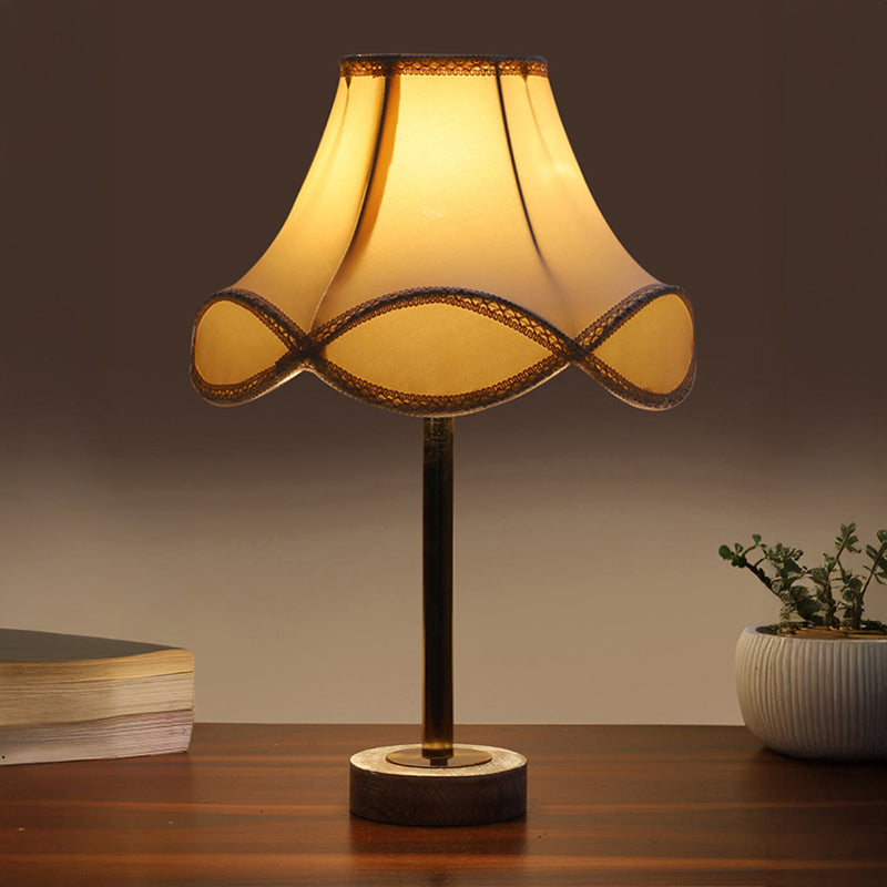 Valencia Arc Rodin Wooden Table Lamp - OffWhite,Gold,White