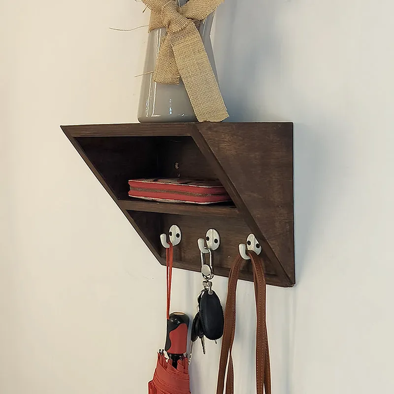 Birchline Wooden Wall Shelf Organiser with Key Holders media 3