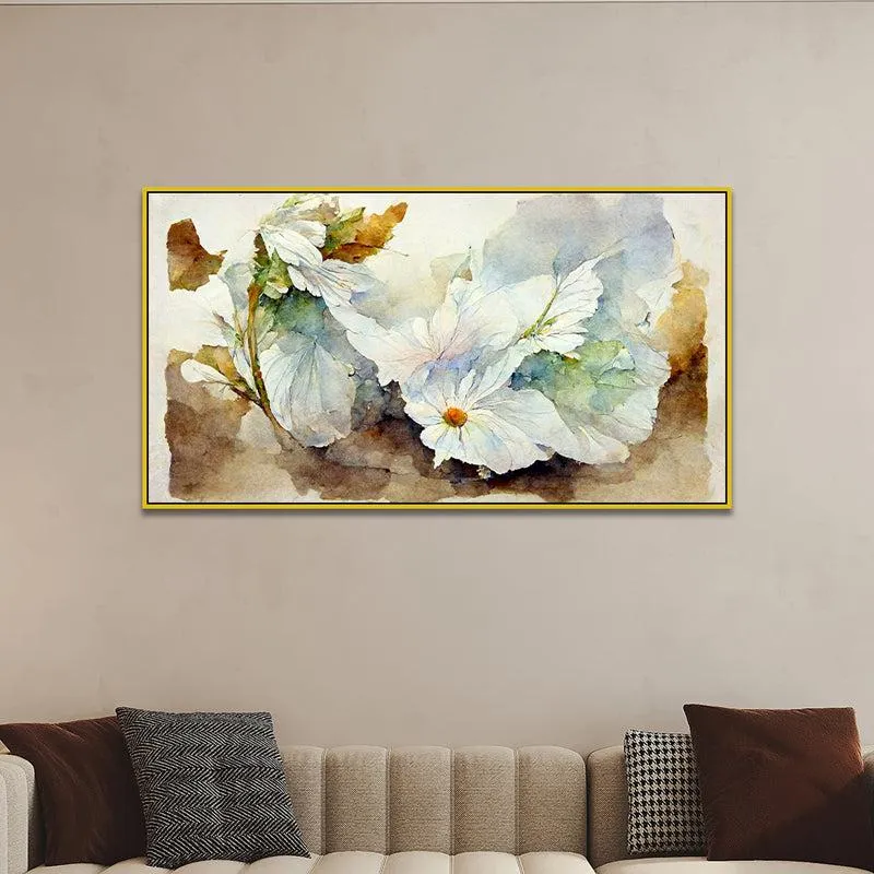 Shapes Of Autumn Floral Canvas Wall Painting With Frame - Gold media 5