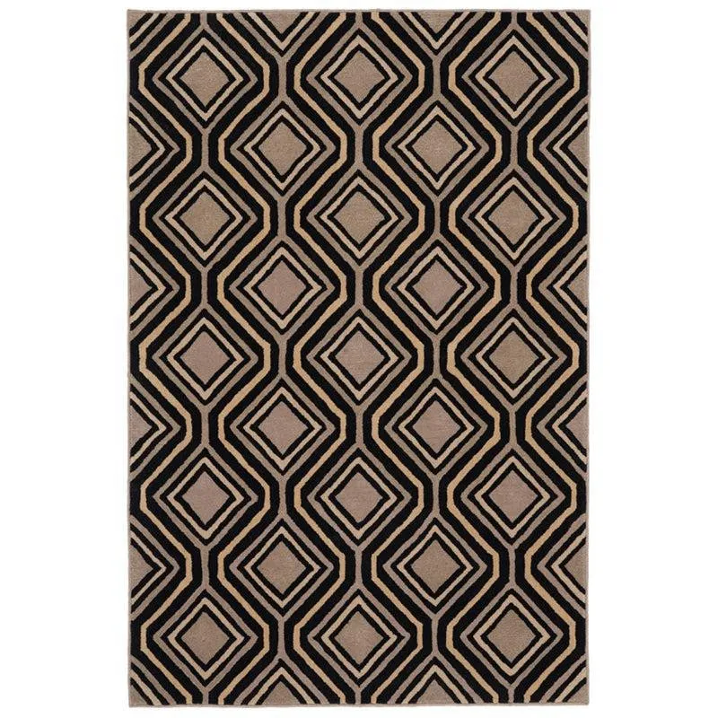 Faramir Hand Tufted Geometric Wool & Nylon Carpet - Black media 1