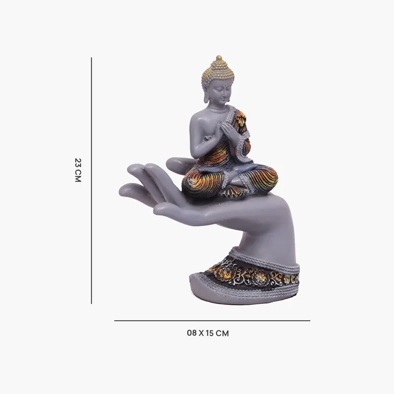 Meditating Buddha Polyresin Idol (Grey) - Set Of Three media 8