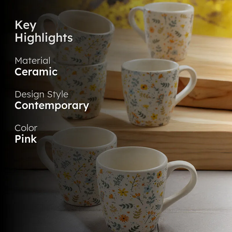 Peony Ceramic Tea Cup (220 mL Each) - Set Of Six media 2