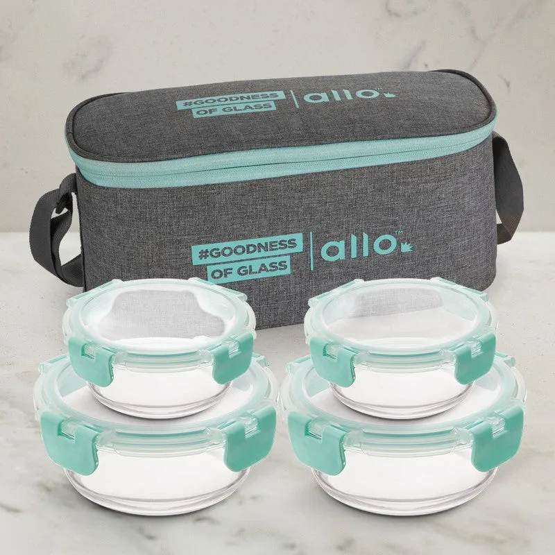 Grunty Leak Proof Glass Lunch Box with Bag- Set of Four media 4