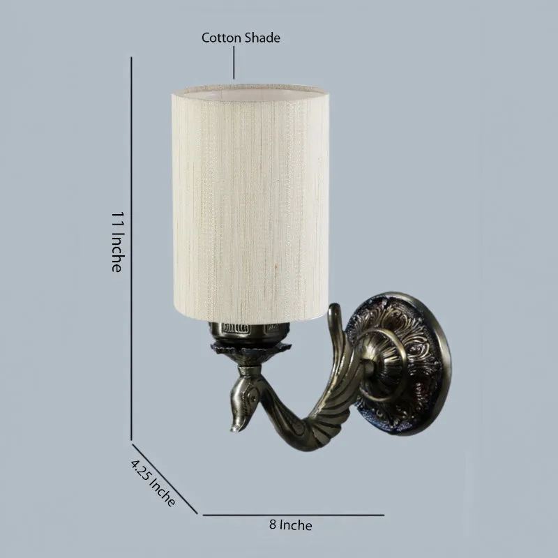Amro Retro Cylindrical Fabric & Metal Wall Lamp - Off White media 5