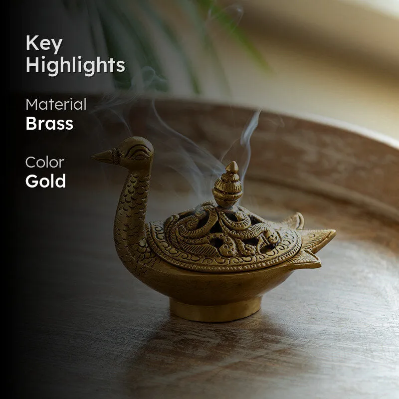 Tamra Mayura Brass Incense Holder media 2