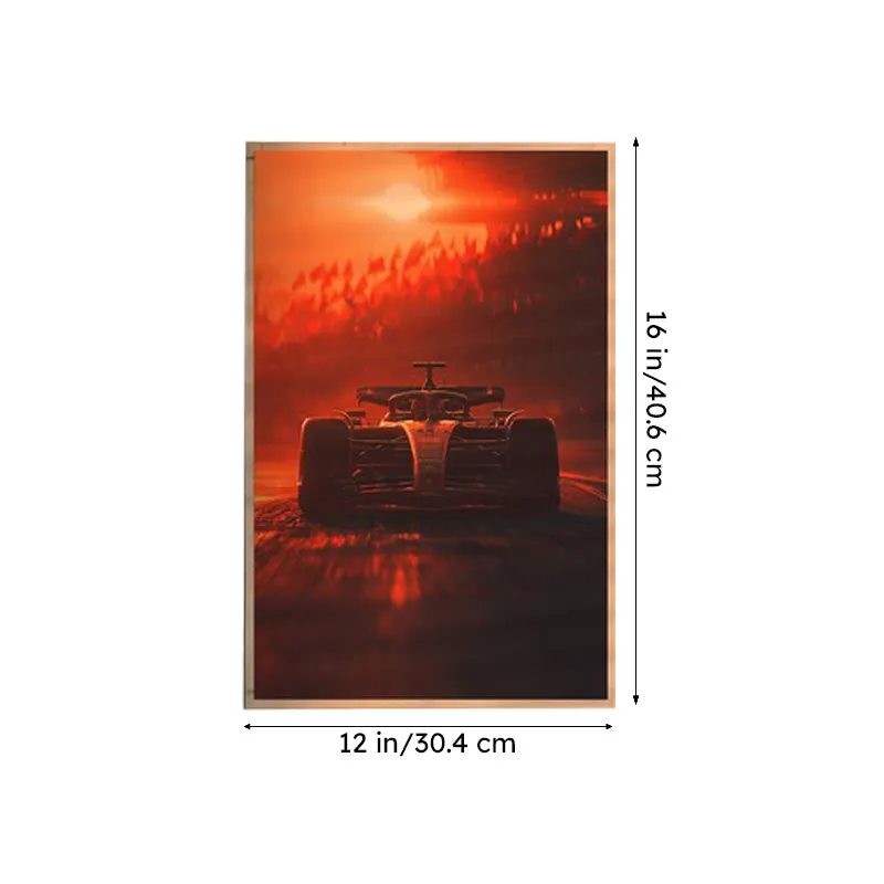 Single race car poster in portrait format with visible border