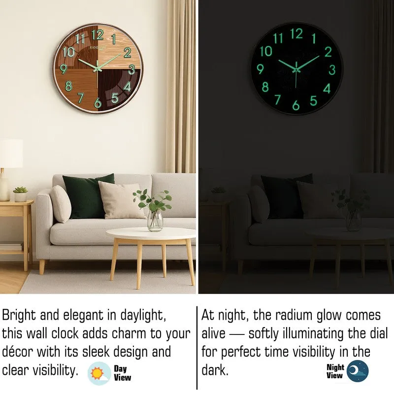 Oaklyn Round Modern Plastic Wall Clock - Brown media 5
