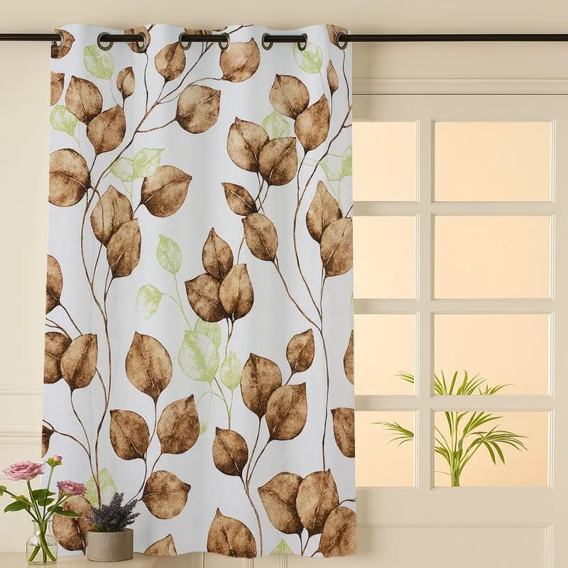 Garden Glow Cotton Curtain - Brown,White media 1