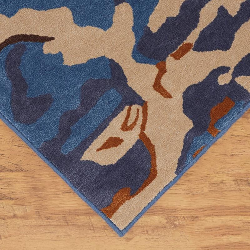 Veles Hand Tufted Abstract Wool & Nylon Carpet - Navy Blue media 7