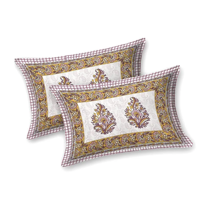 Vineel Cotton Bedsheet (Yellow,Brown,White) - 240 TC media 4