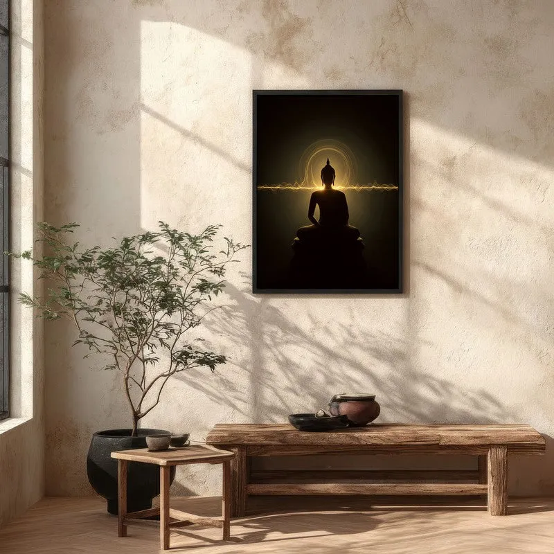 Silence Of Buddha Archival Paper Wall Painting With Black Frame media 5